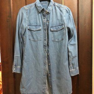 Faded wash button down denim shirt.